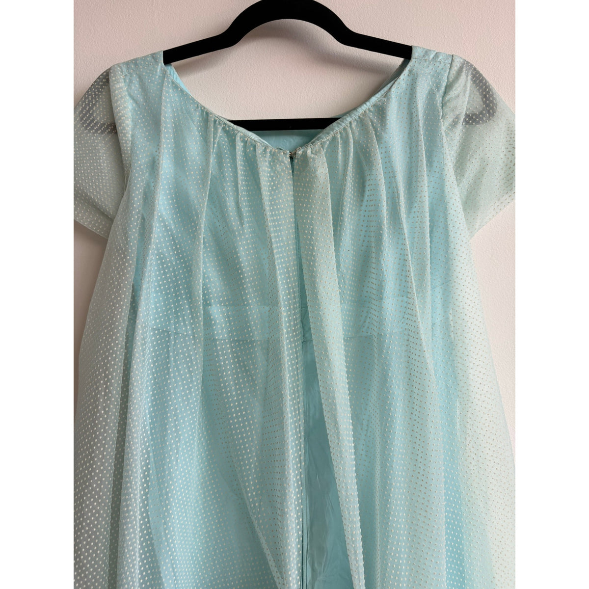 Vintage Lorrie Deb SF Mint Swiss Dot Empire Waist Maxi Dress