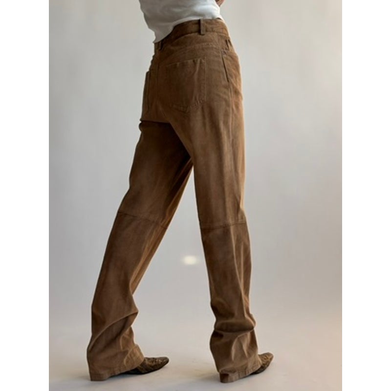 Vintage DG by Diane Gilman Light Brown Suede Straight Leg Pants