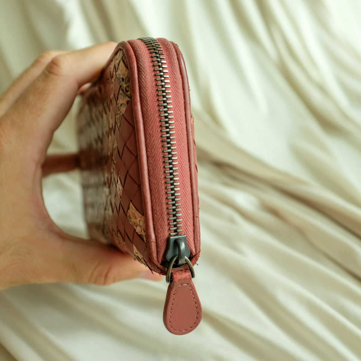 Bottega Veneta Intrecciato Zip Wallet - Multicolor, Nappa Leather, Snakeskin