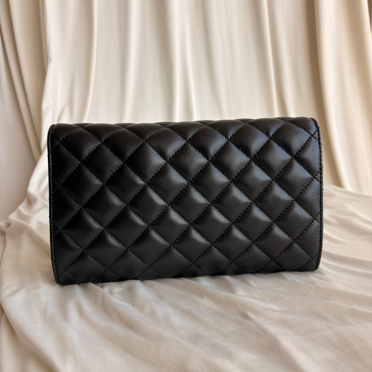 Versace Quilted Lambskin Leather Clutch - Black, Gold Hardware, NWOT