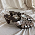Stuart Weitzman Metallic Woven Mules - Studded Wooden Sole, Platform, Size 10