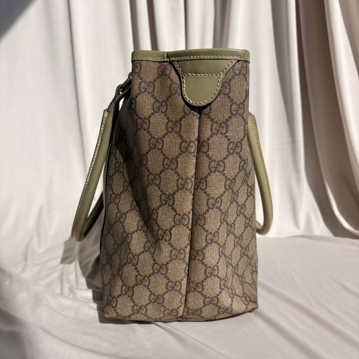 Gucci GG Supreme Olive Green Trim Joy Tote Bag