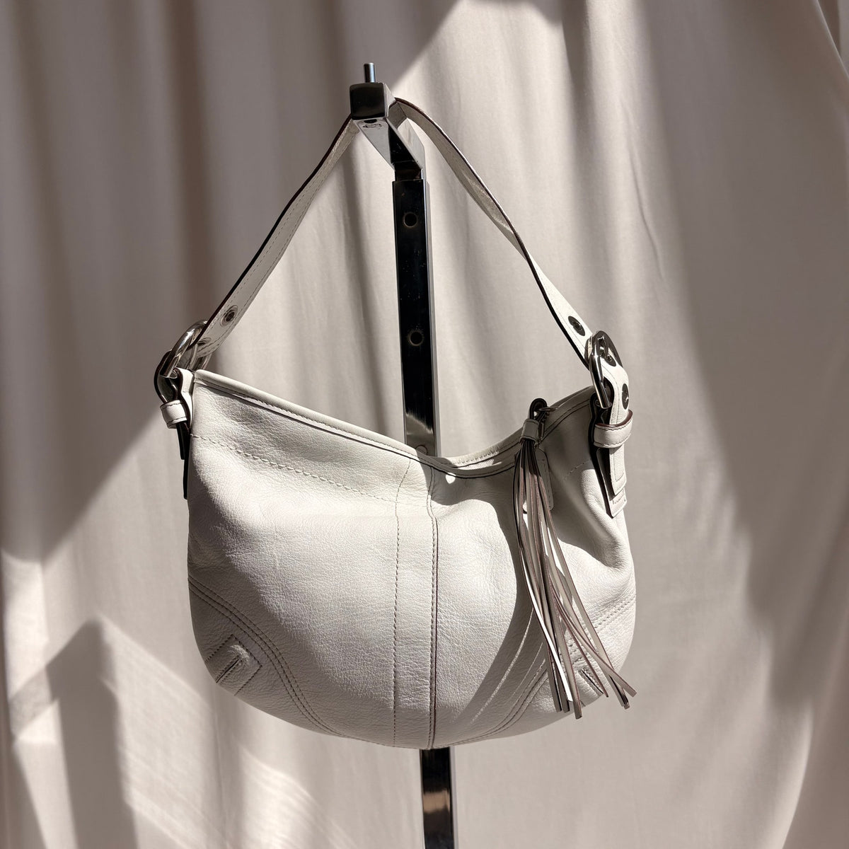 Vintage Coach Soho Pebbled Leather Shoulder Bag, White