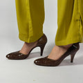 Evan Picone Brown Snakeskin Pumps - Round Toe, 3" Heel, Size 8.5 (Fits Narrow/7.5)