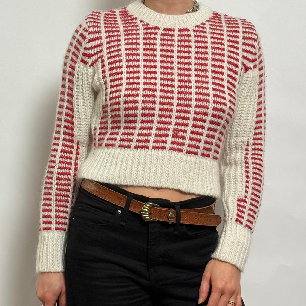 Cooperative Red Geometric Crop Sweater - XS