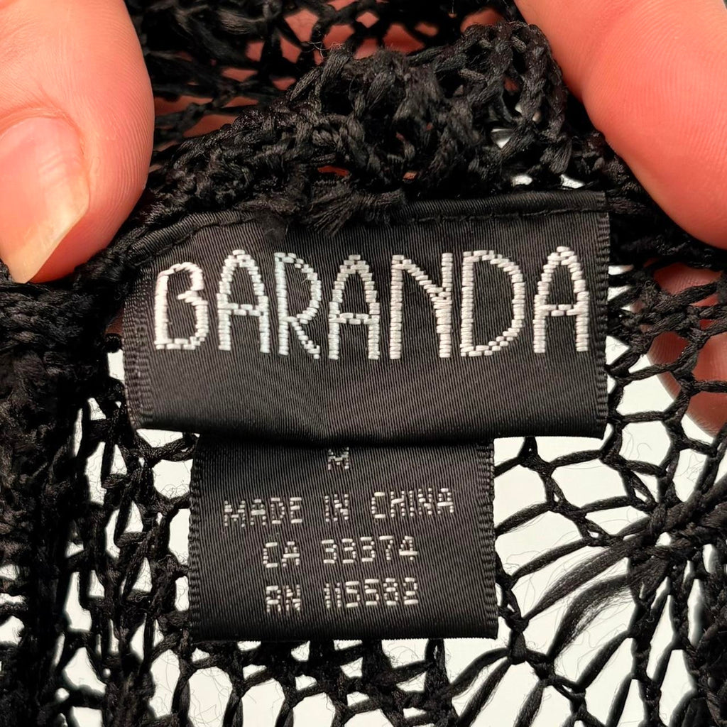 Vintage Baranda Black Crochet Cardigan - Size Medium
