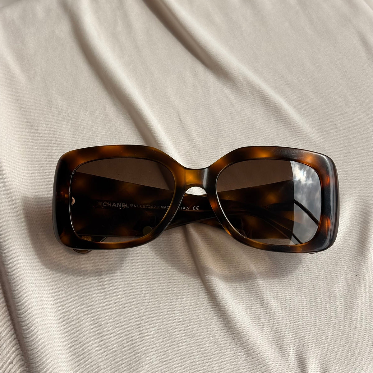 Vintage Chanel 5019 Sunglasses - Havana Tortoise, Quilted CC