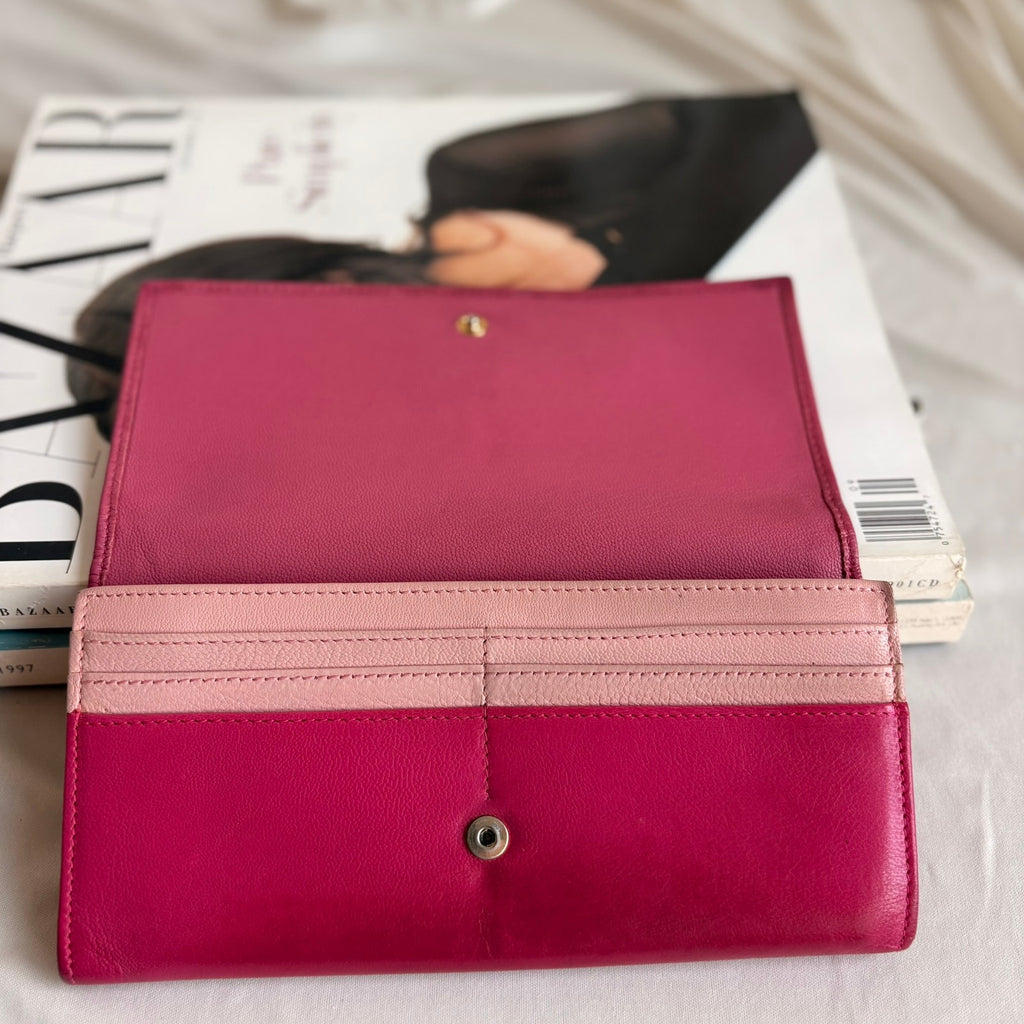 Saint Laurent Belle de Jour Long Envelope Wallet - Pink, Embossed YSL