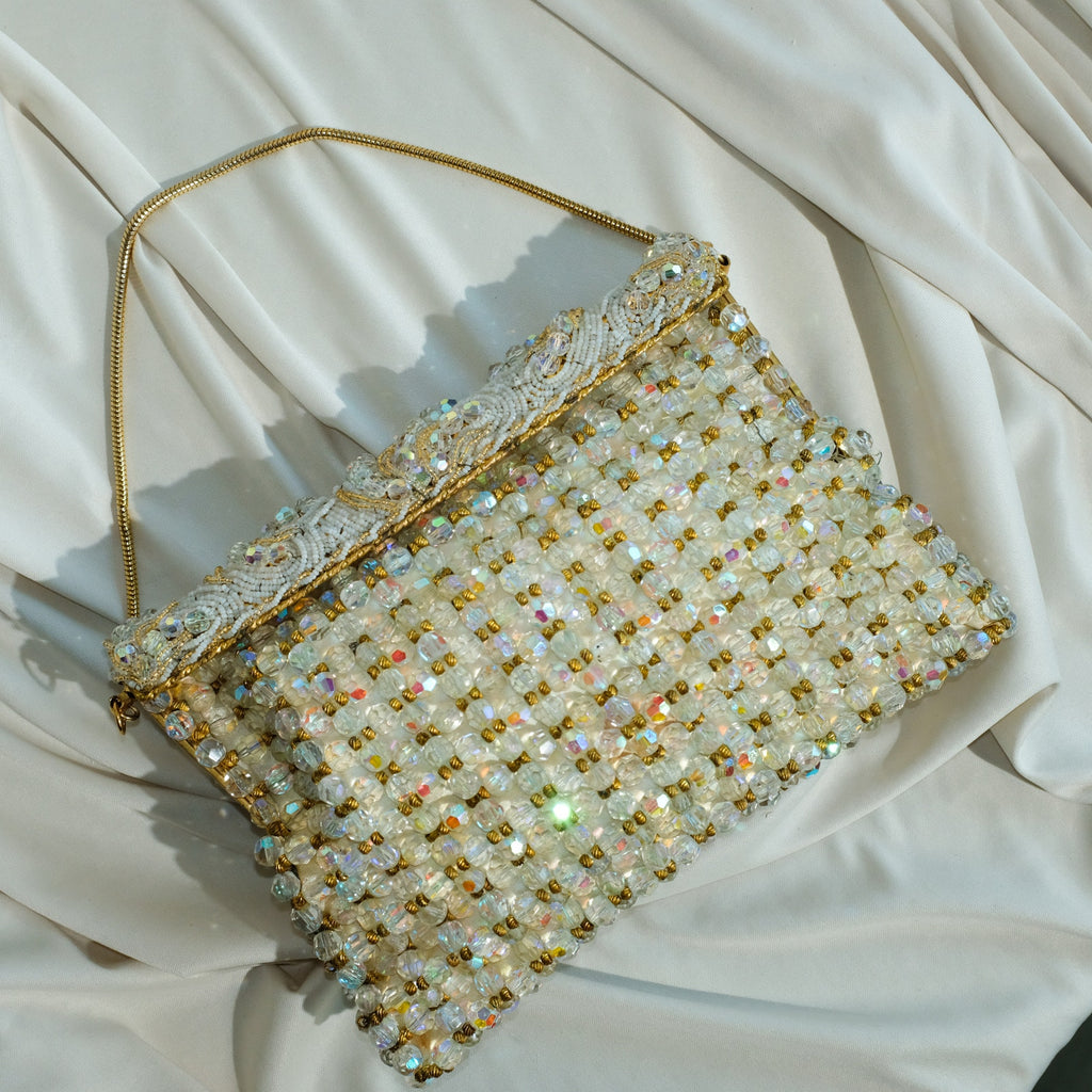 Vintage Austrian Crystal Evening Bag - Handmade in Belgium, Heirloom Piece