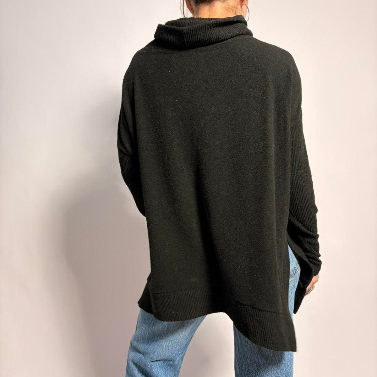 Sweet Romeo Black Cowl Neck Sweater - Oversized, Size Medium