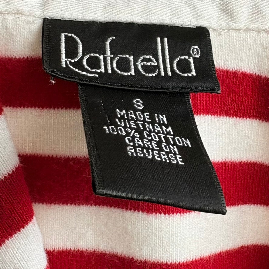 Rafaella Striped Polo Shirt - Red/White, Lace-Up Neckline,  Size Small