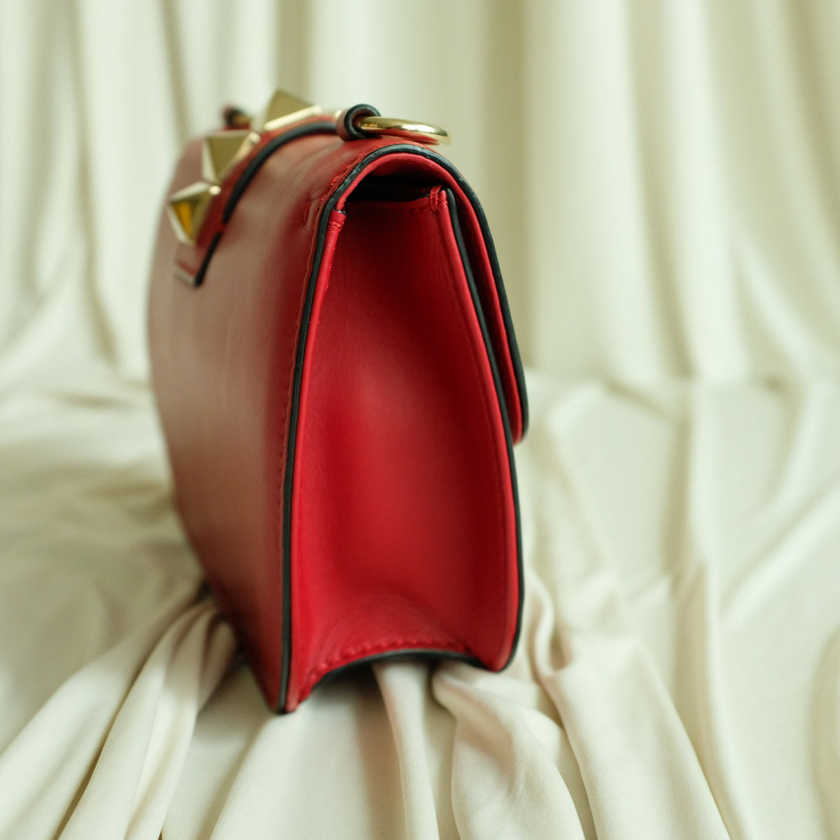 Valentino Garavani Glam Lock Rock Stud Red Shoulder Bag