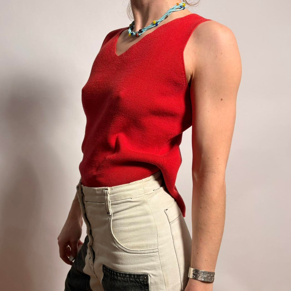 Pierre Cardin 100% Cotton V-Neck Knit Tank - Size Small