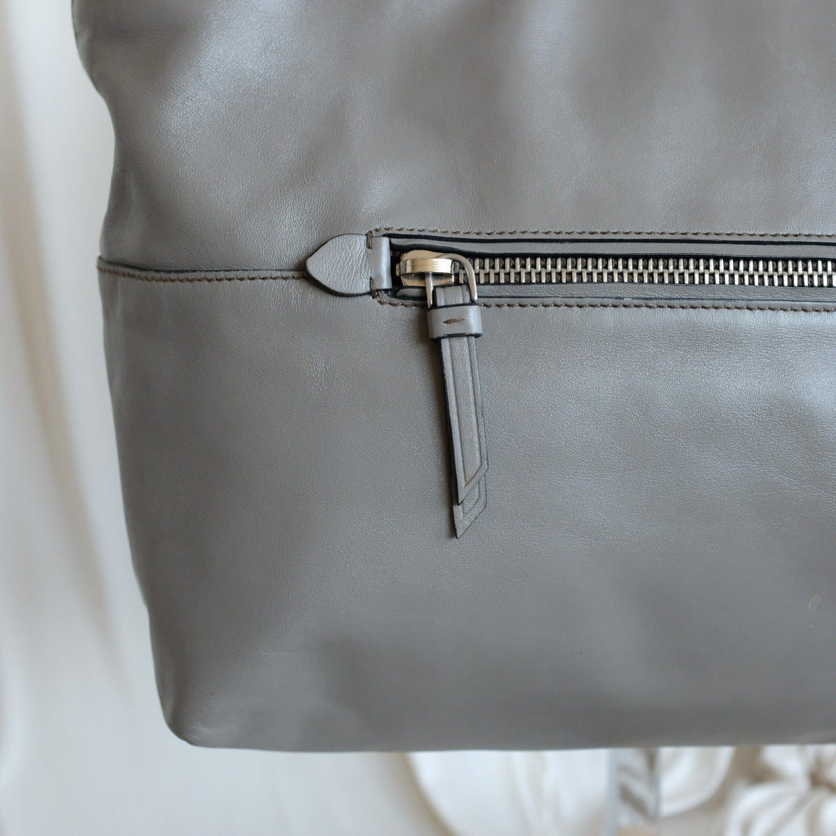 MIU MIU Vitello Soft Leather Shopping Tote Bag - Gray