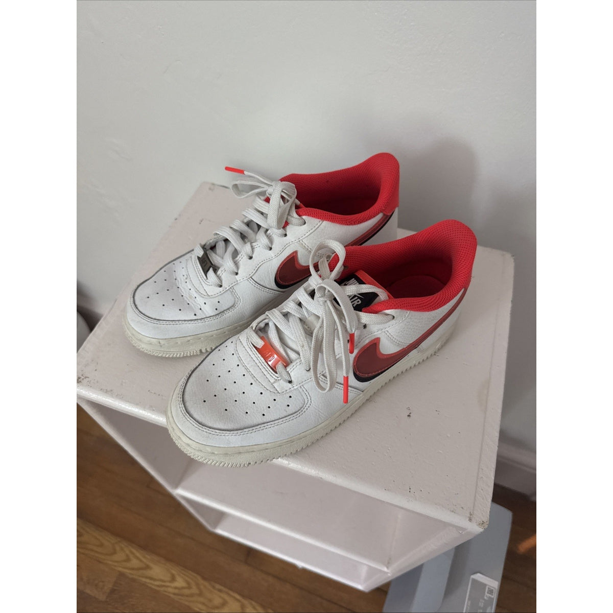 Nike Air Force 1 LV8 GS White Double Swoosh Crimson (CW1574-101) Size 6.5Y
