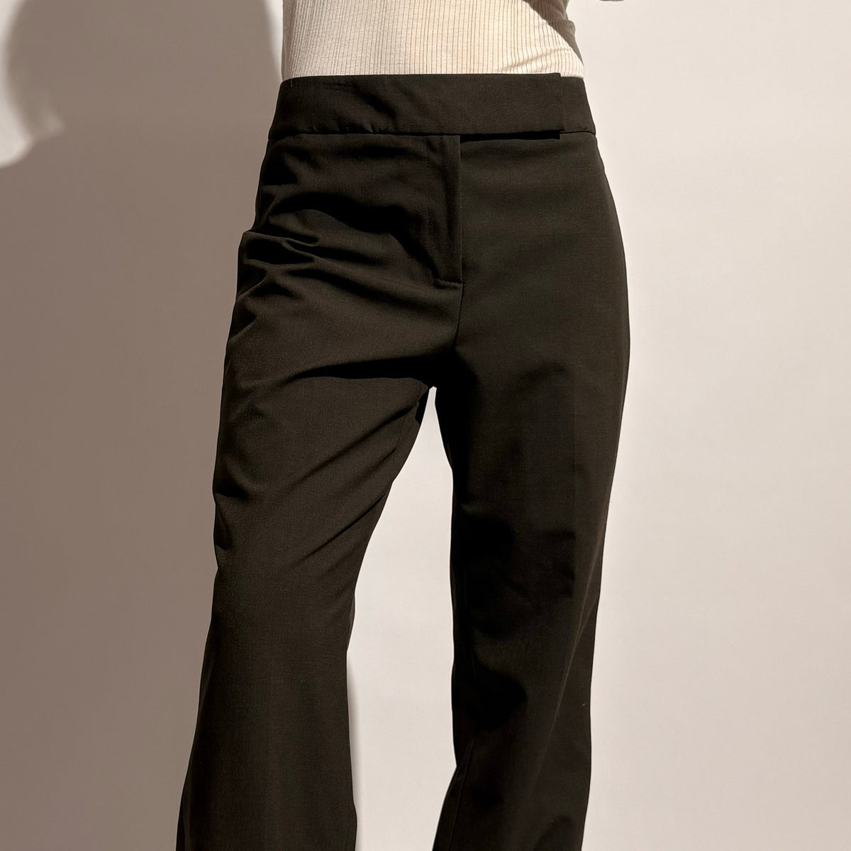 Dark Grey Mid Rise Flared Trousers - 4