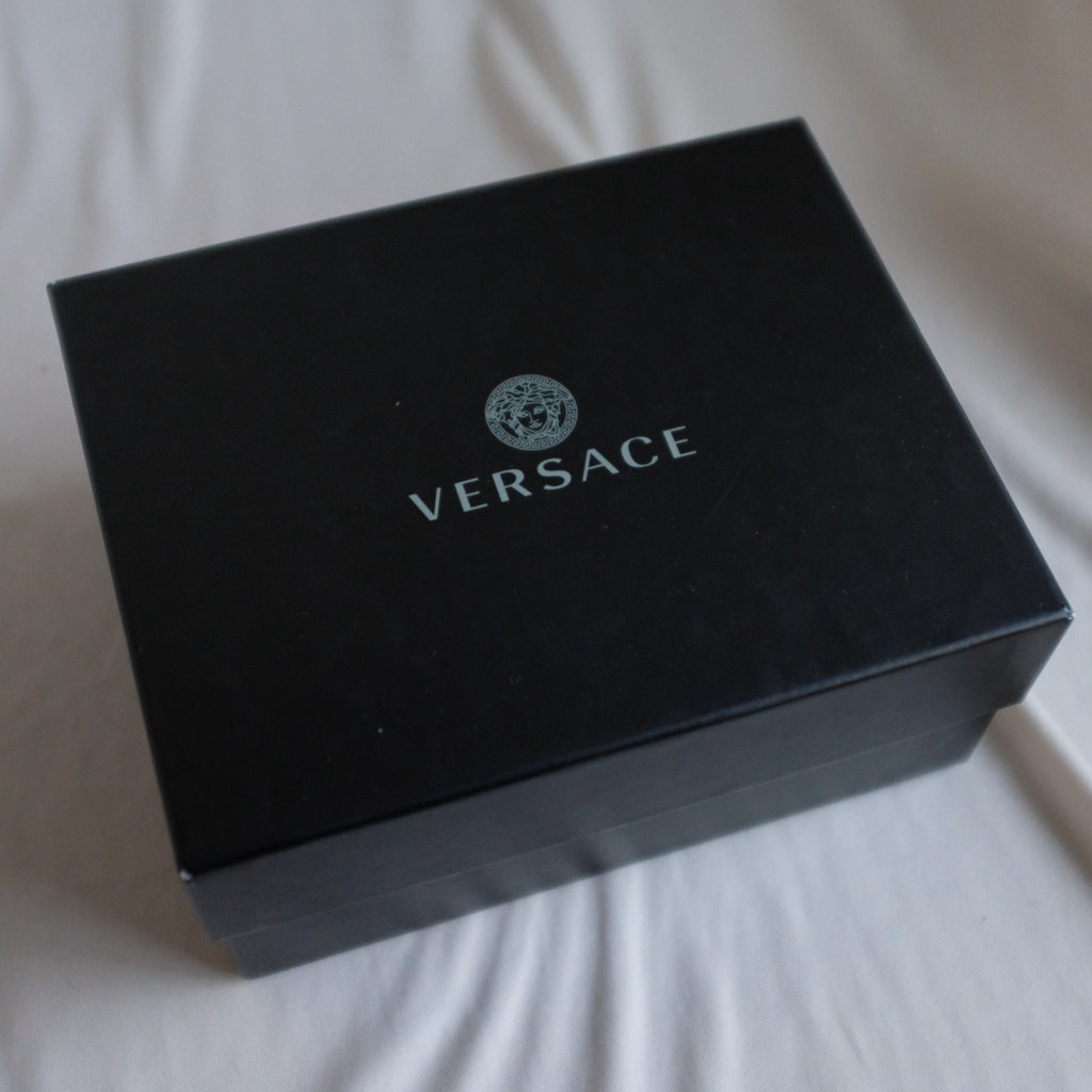 Versace La Greca Mini Bag Coated Canvas Monogram & Calf Leather -Black + Gray