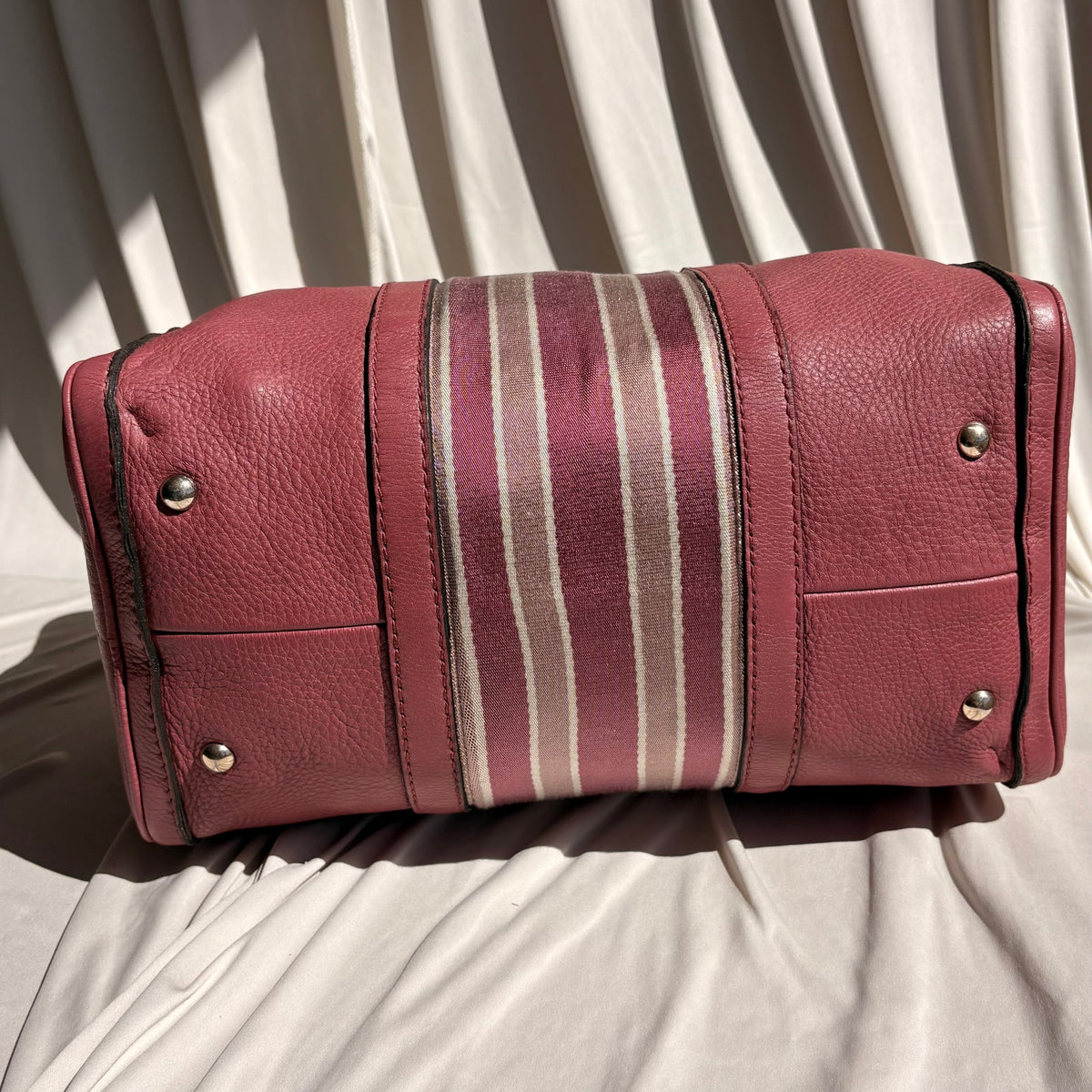 Gucci Web Joy Boston Bag Satchel - Pink Leather, Canvas Web Detail