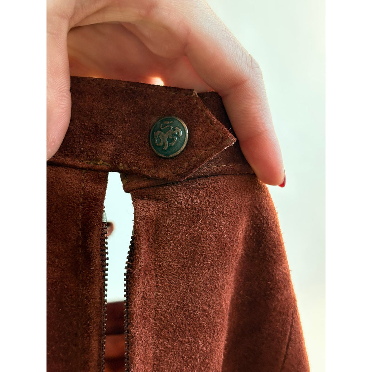 Vintage Burnt Orange Genuine Suede Midi Skirt