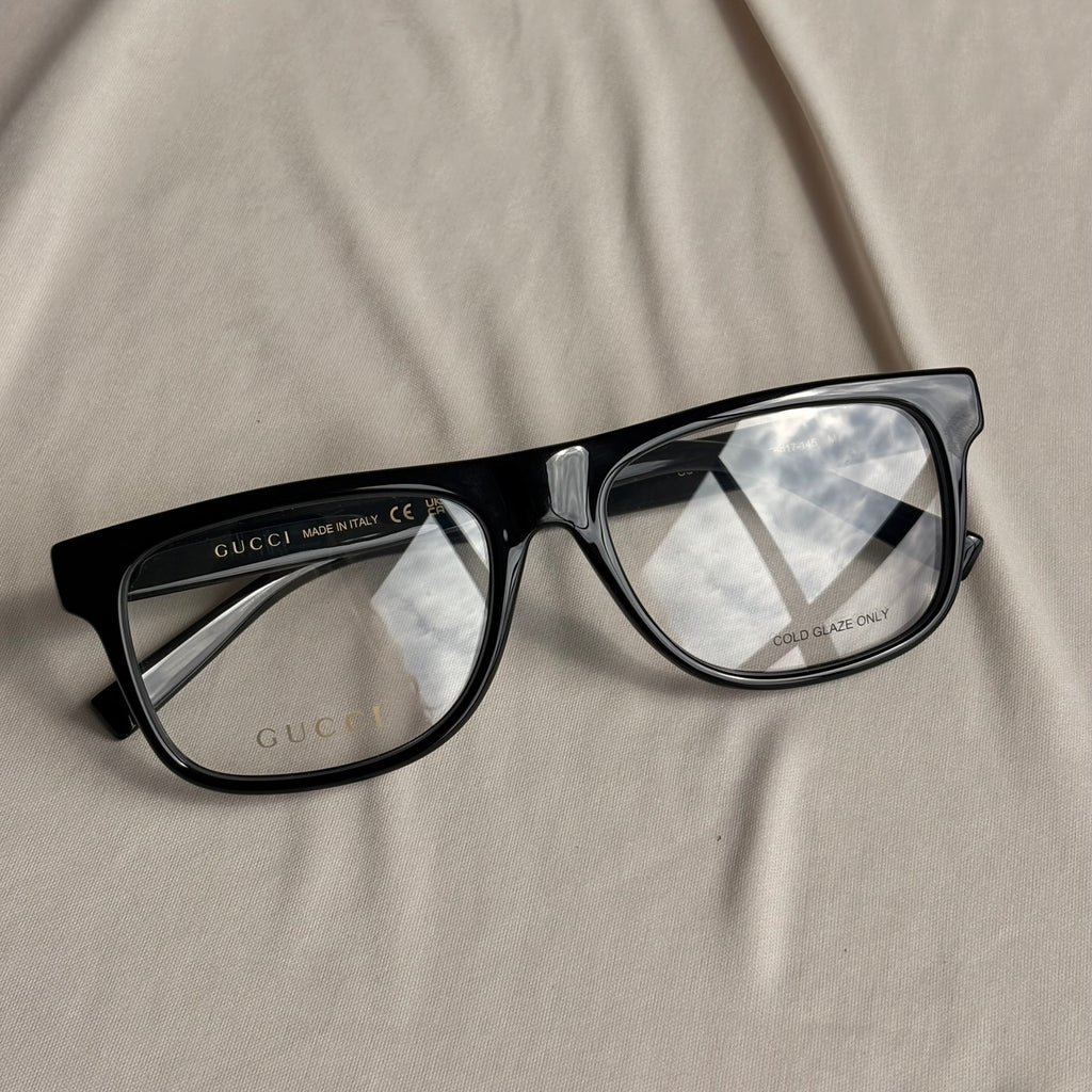 Gucci Black Square Eyeglasses - GG1117O - Red & Green Web, NIB