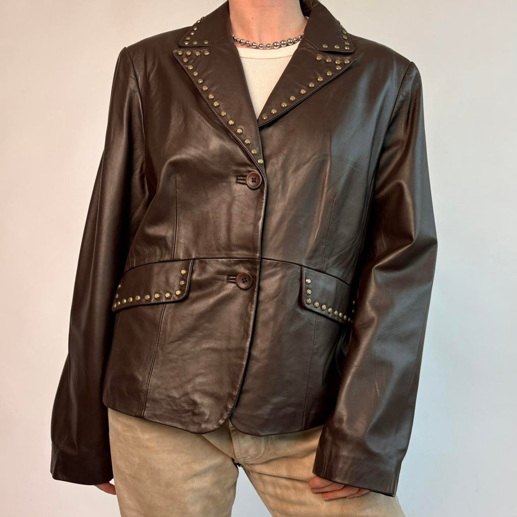 Willi Smith Brown Lamb Leather Jacket - Size XL