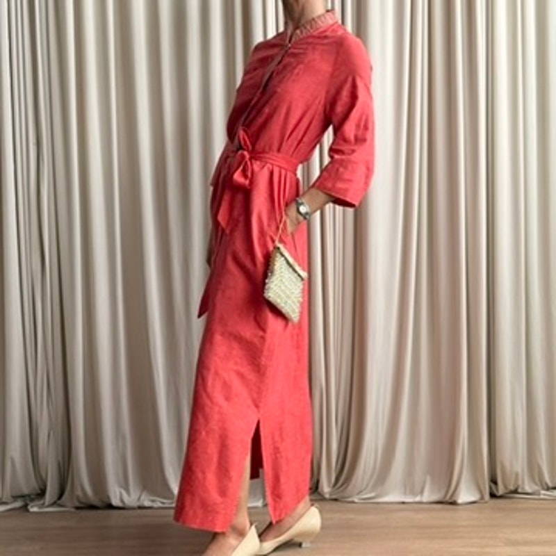 Julius Lonseheiy Coral Maxi Tunic - Floral, Gold Trim, 3/4 Sleeve, Fits M