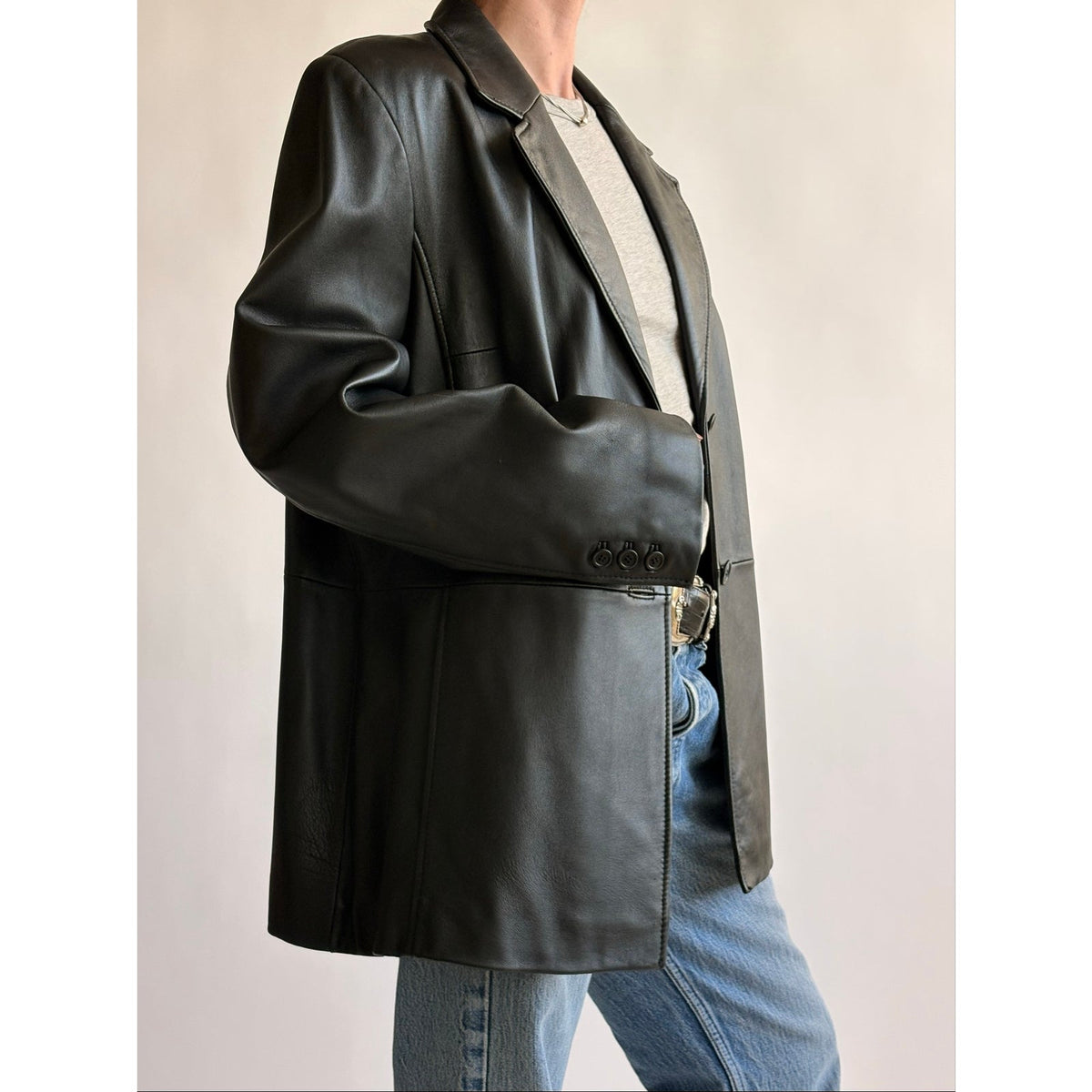 Vintage Valerie Stephan Separates Black Leather Jacket - Size XL