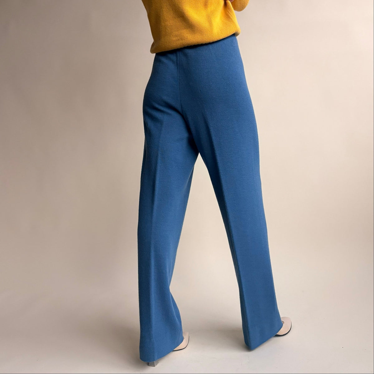 Jones Studio Dusty Blue Knit Wide Leg Pants - Soft Wool, Size Small