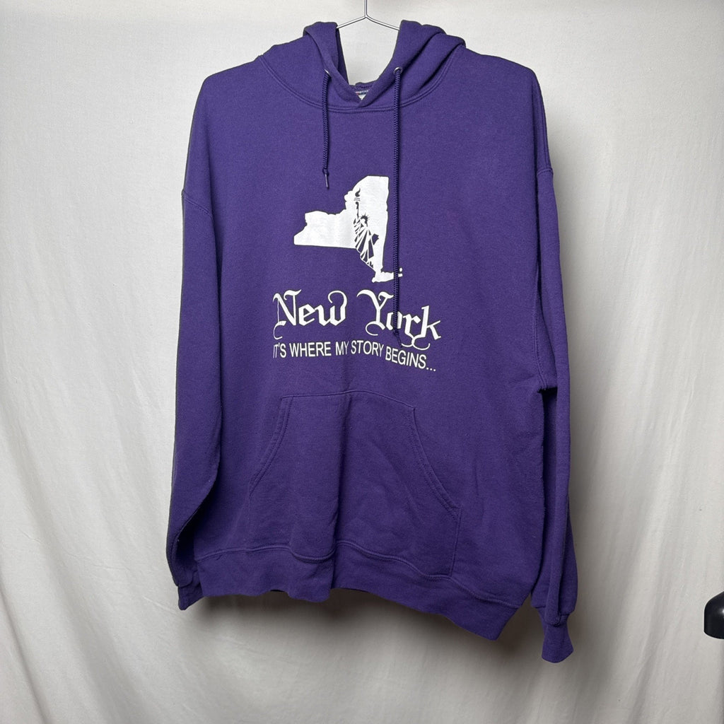 New York Purple Hoodie Pullover Sweatshirt Unisex Adult Size XL