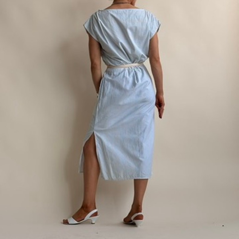 Eileen West Sailor Stripe Dress - 80's -100% Cotton, Size M
