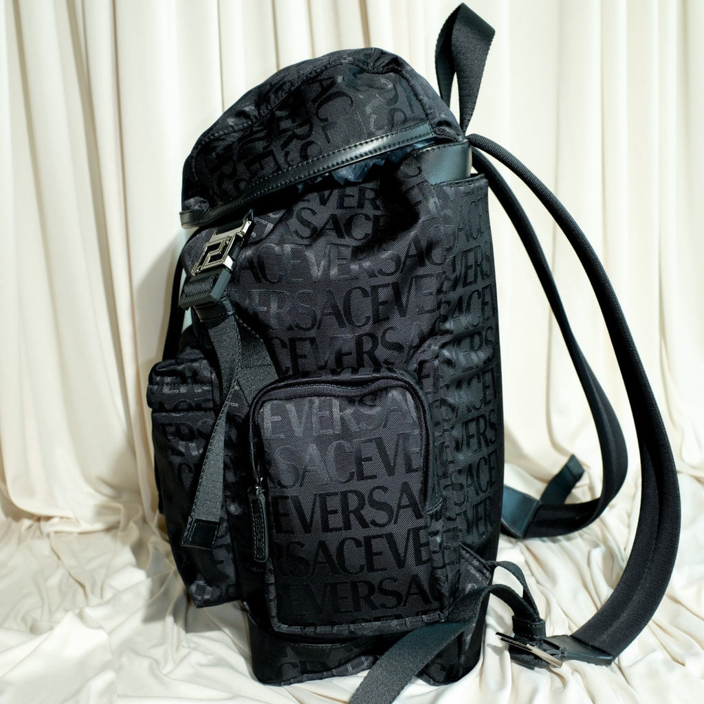 Versace Allover Neo Nylon Backpack Black NWT