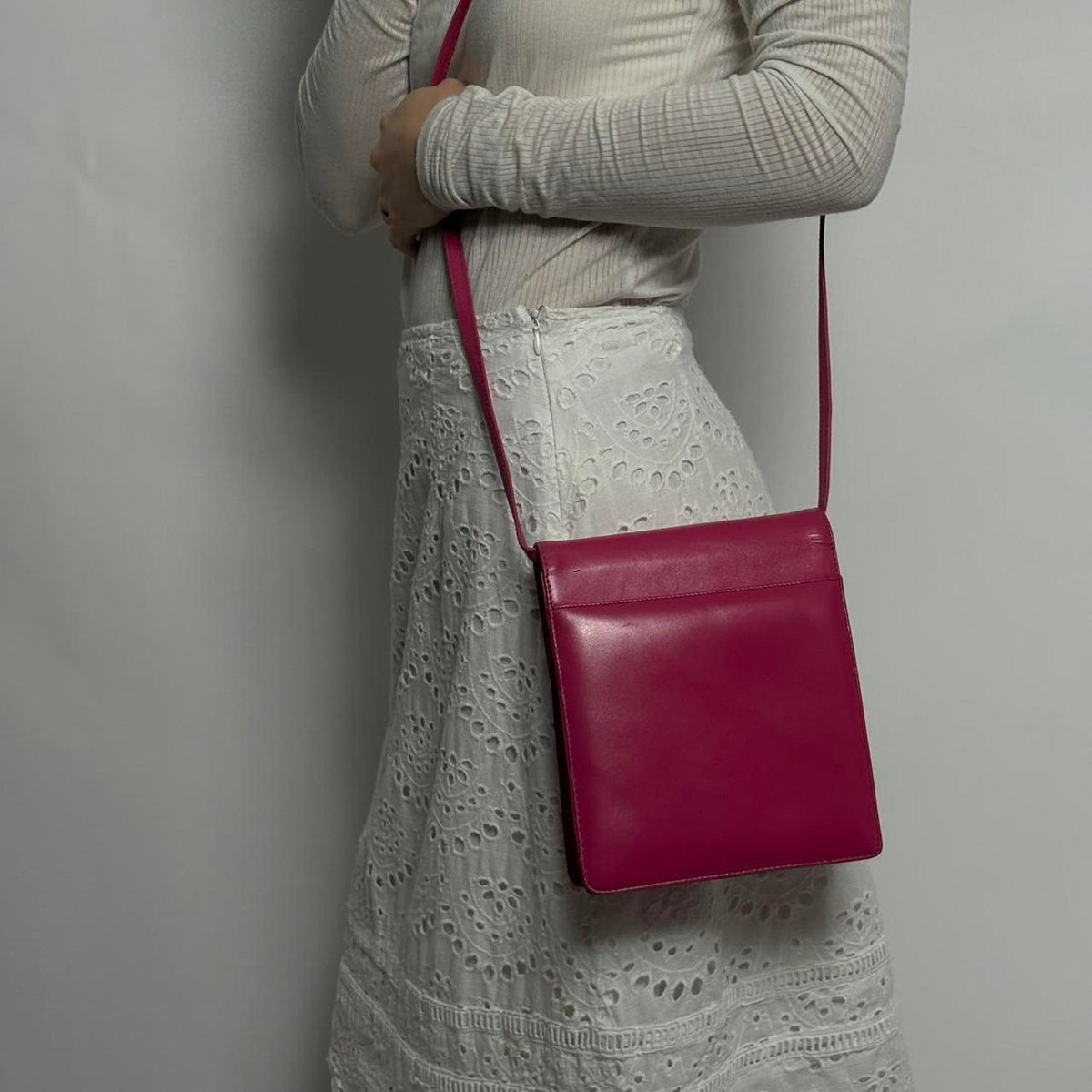 Hot Pink Faux Leather Rectangular Purse