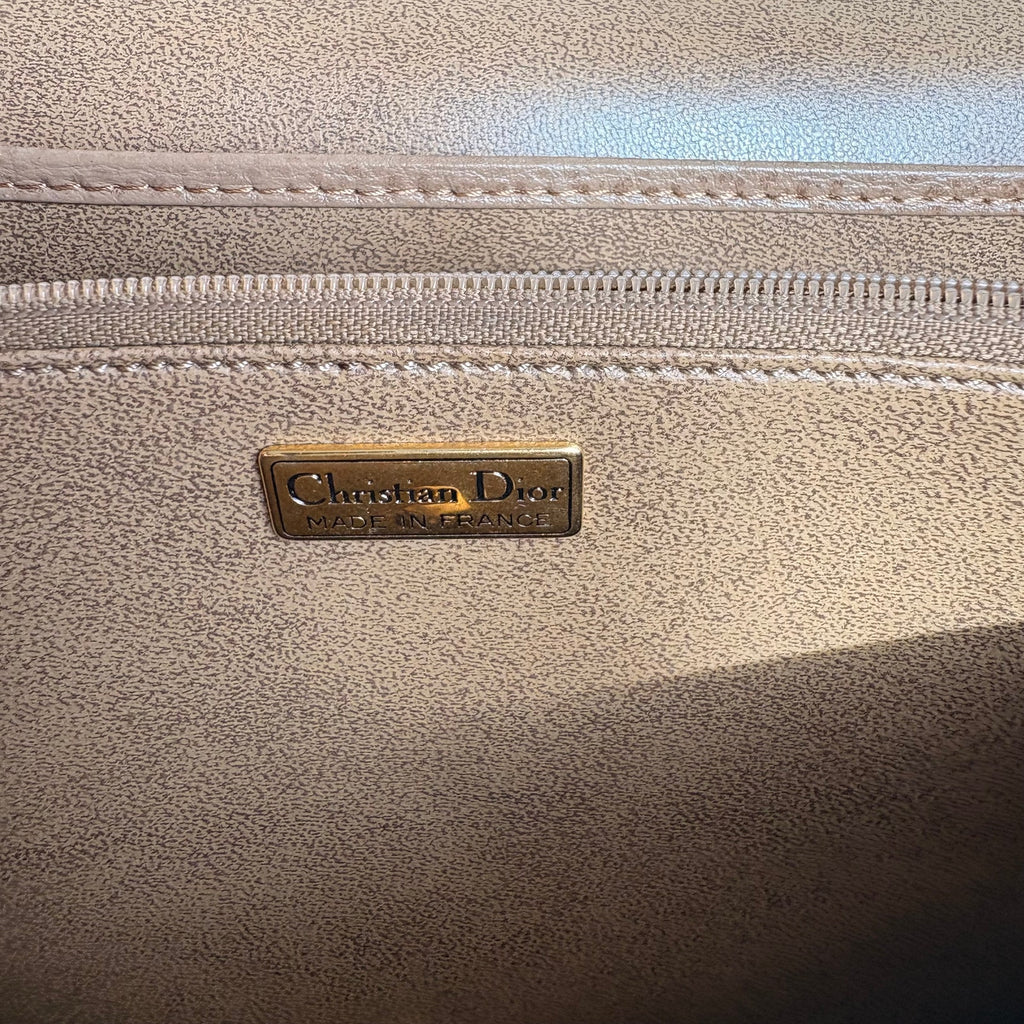 Vintage Christian Dior Oval Buckle Tan Leather Shoulder Bag
