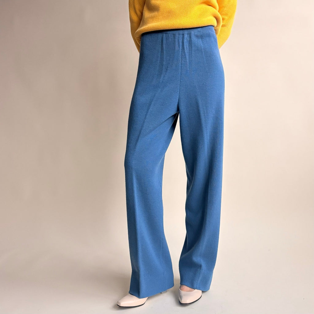 Jones Studio Dusty Blue Knit Wide Leg Pants - Soft Wool, Size Small