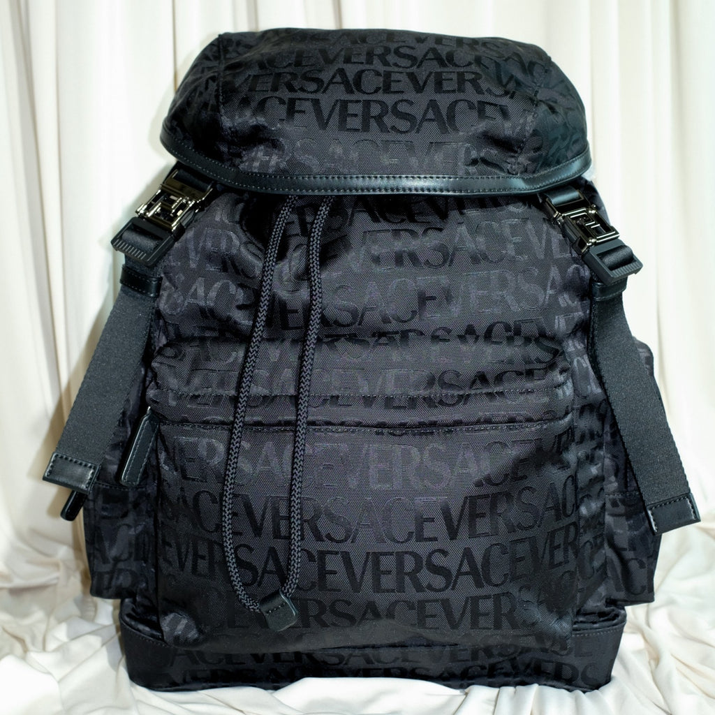 Versace Allover Neo Nylon Backpack Black NWT