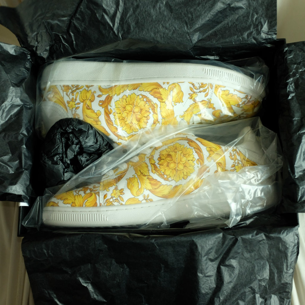 Versace Vitello Stampa Barocco White Leather Sneakers Unisex EU40 Medusa