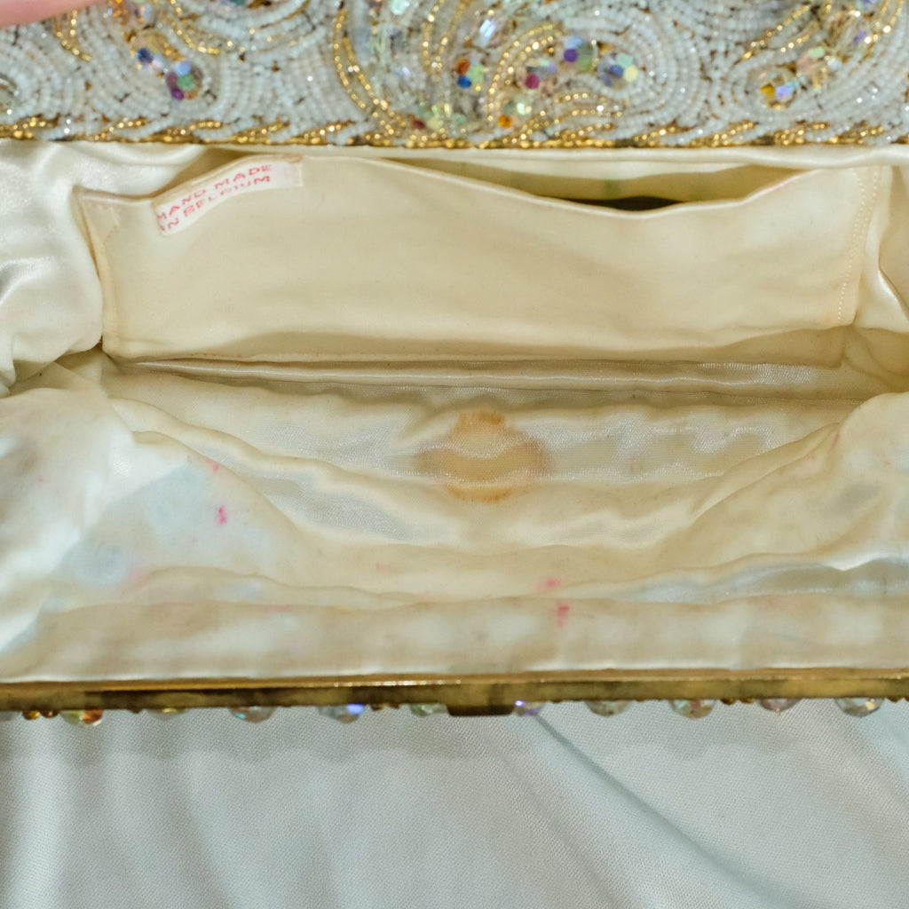 Vintage Austrian Crystal Evening Bag - Handmade in Belgium, Heirloom Piece