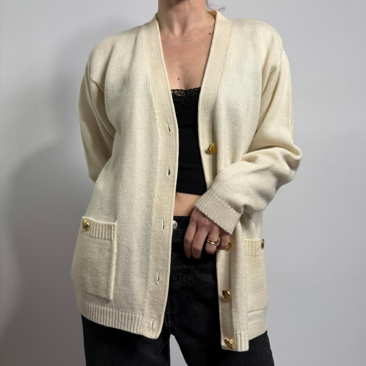 Vintage Karen Scott Cream Cardigan - Small