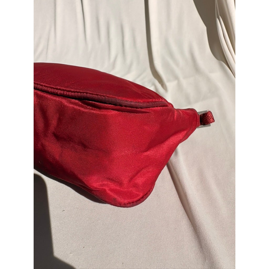 Vintage Prada Red Tessuto Nylon Pochette Bag