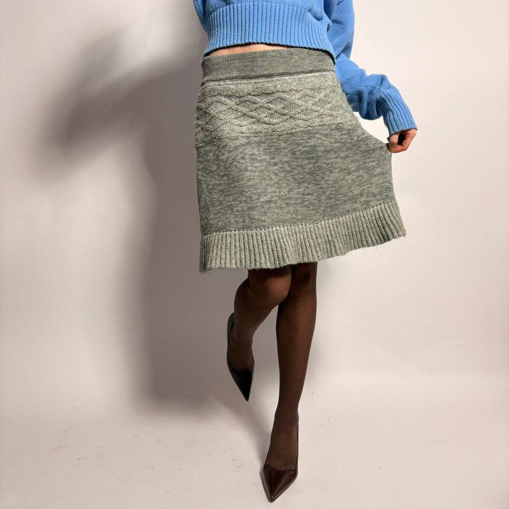 Dakini Grey Wool & Mohair Knit Mini Skirt- size small