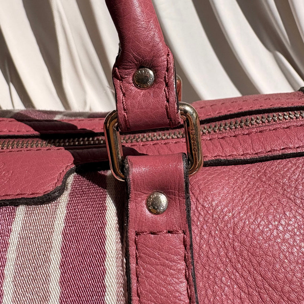 Gucci Web Joy Boston Bag Satchel - Pink Leather, Canvas Web Detail