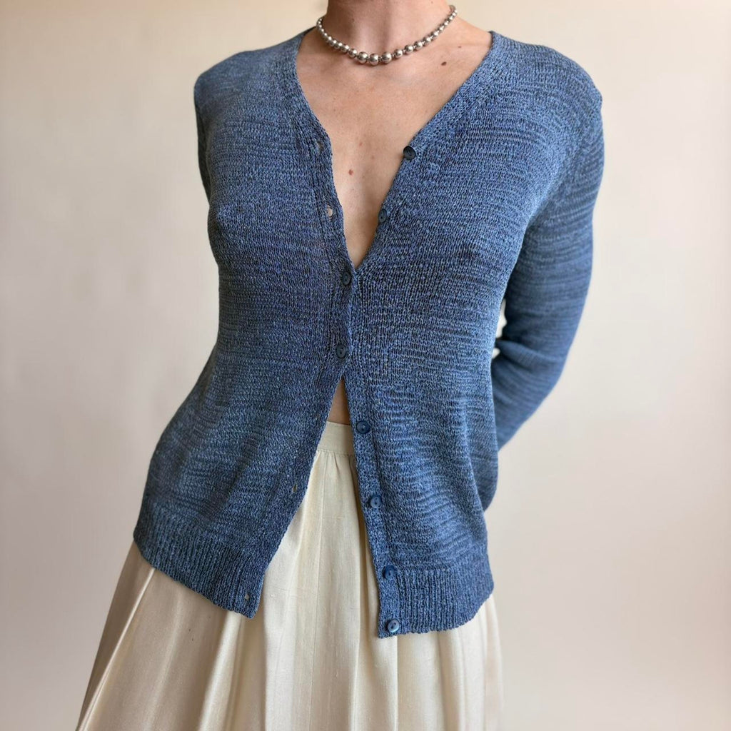 Belford Blue Crochet Cardigan Top - Size Small