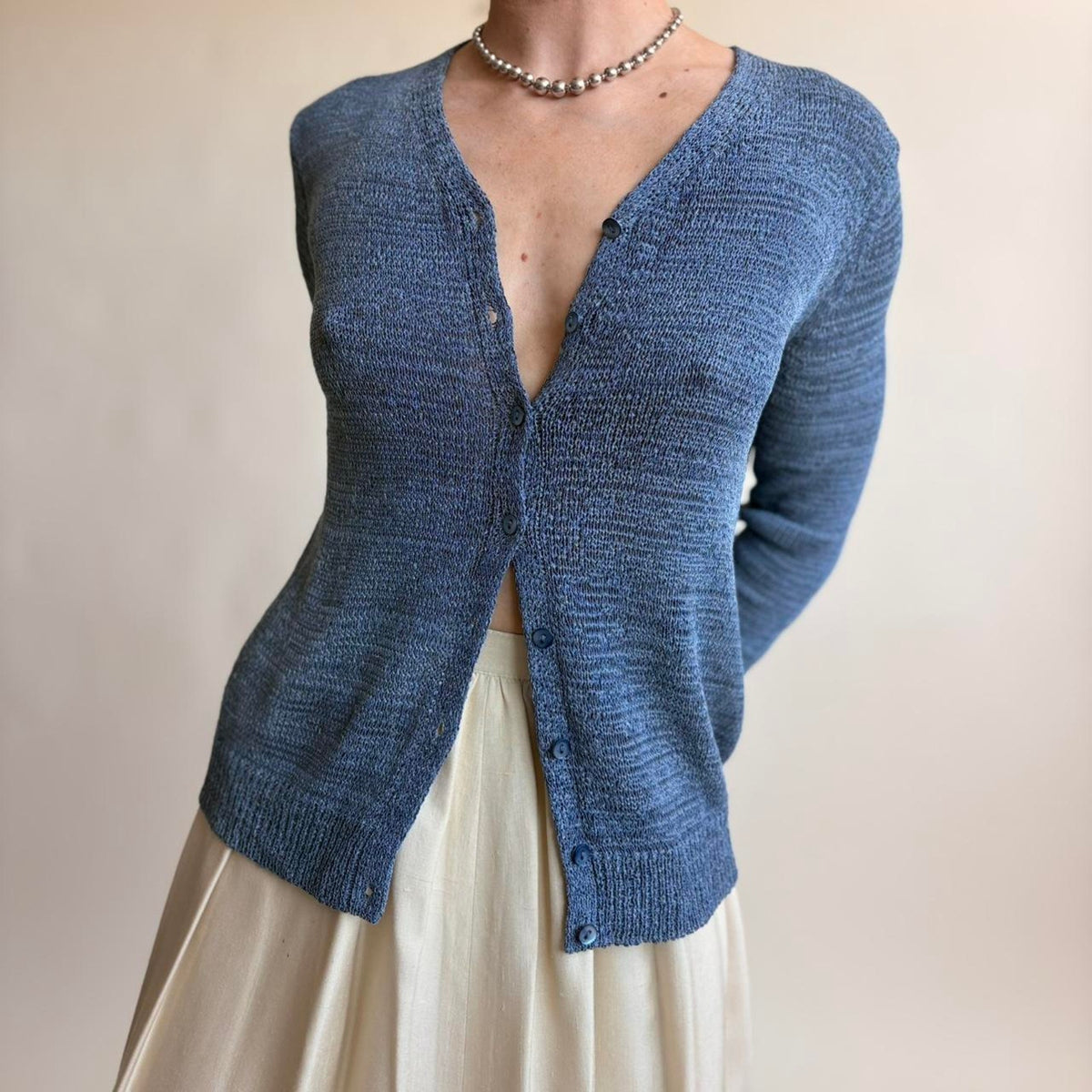 Belford Blue Crochet Cardigan Top - Size Small