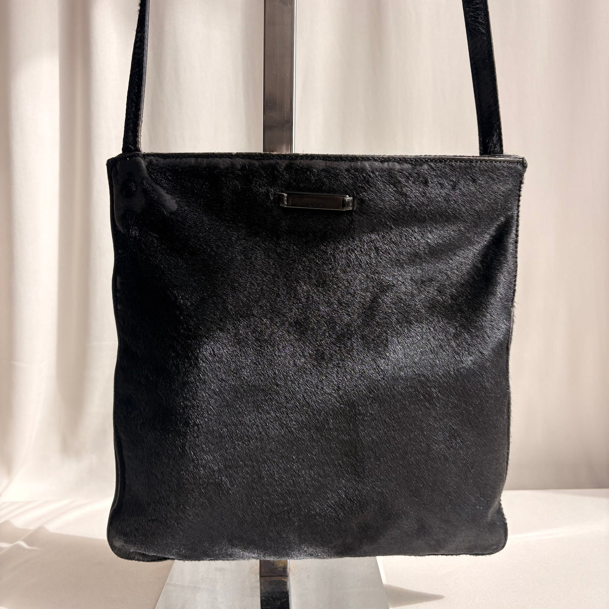 Vintage Prada Cavallino Crossbody Bag - Black Pony Hair, Late 90s