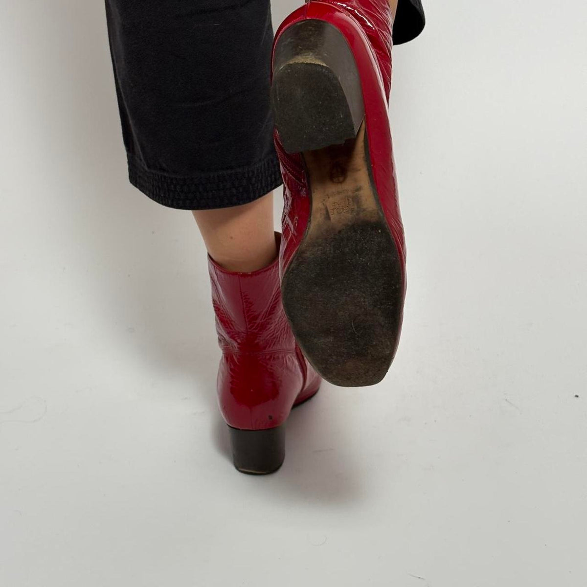 Rachel Comey Red Patent Leather Ankle Boots • Block Heel - size 38