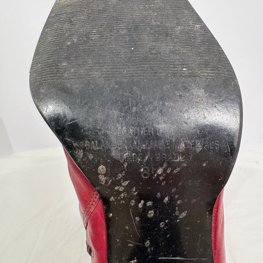 Vintage Parade Red Leather Ankle Boots - Size 7.5
