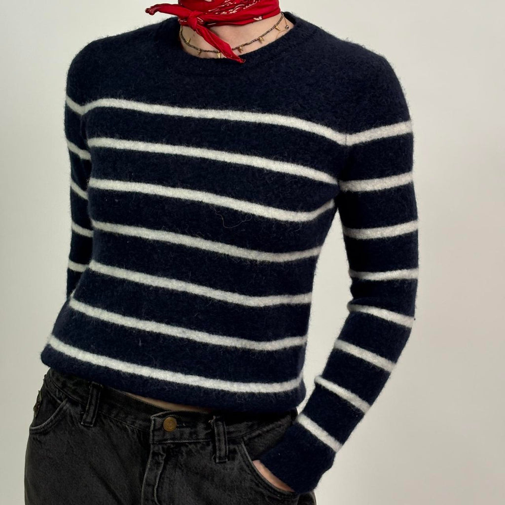 Vintage Navy & White Wool Blend Sweater | Banana Republic | Size Small