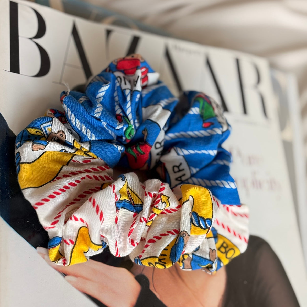 Nautical Teddy Bear Scrunchy - Vintage, Oversized, Boating Theme