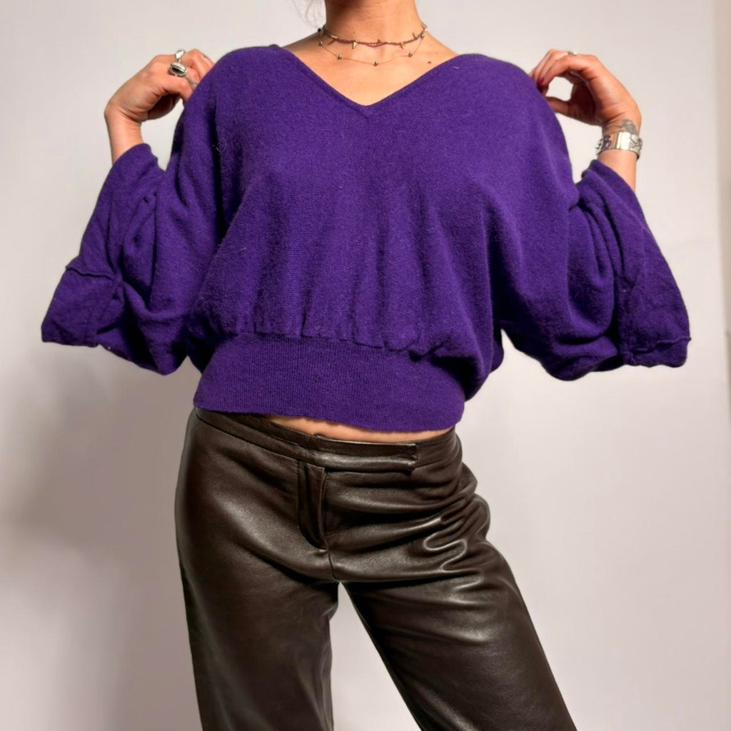 Vintage Purple Batwing Sweater - Fits Small