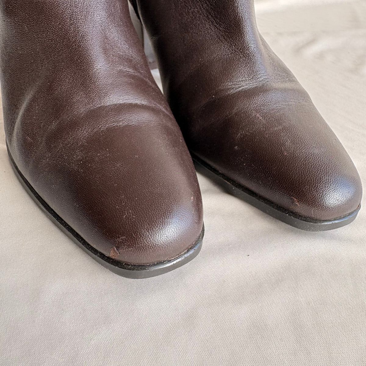 Vintage Brown Aerosoles Round Toe Ankle Boots - Side Zip, 2.5" Heel